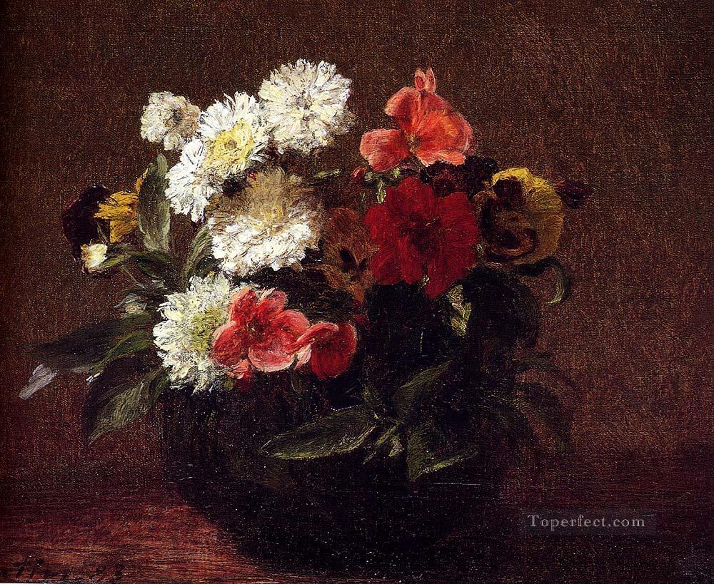 Flowers In A Clay Pot flower painter Henri Fantin Latour Oil Paintings